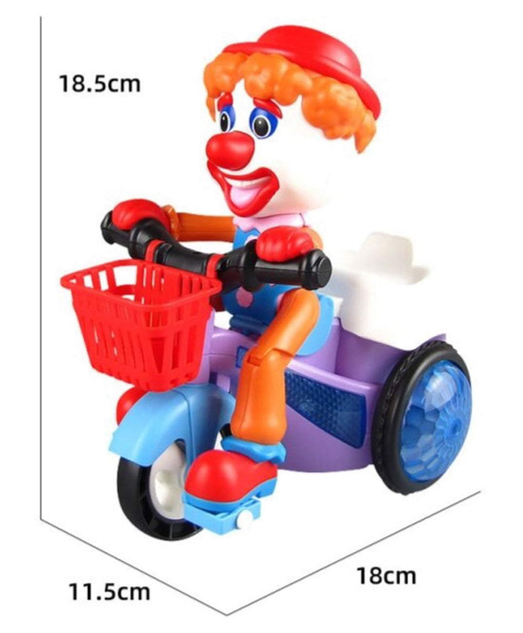 Goyal's Bump & Go Toy with Flashing Lights Music Sound Automatic Riding 360 Degree Rotation Entertainment for Kids Both Boys and Girls, Assorted Multicolor (Joker Tricycle)
