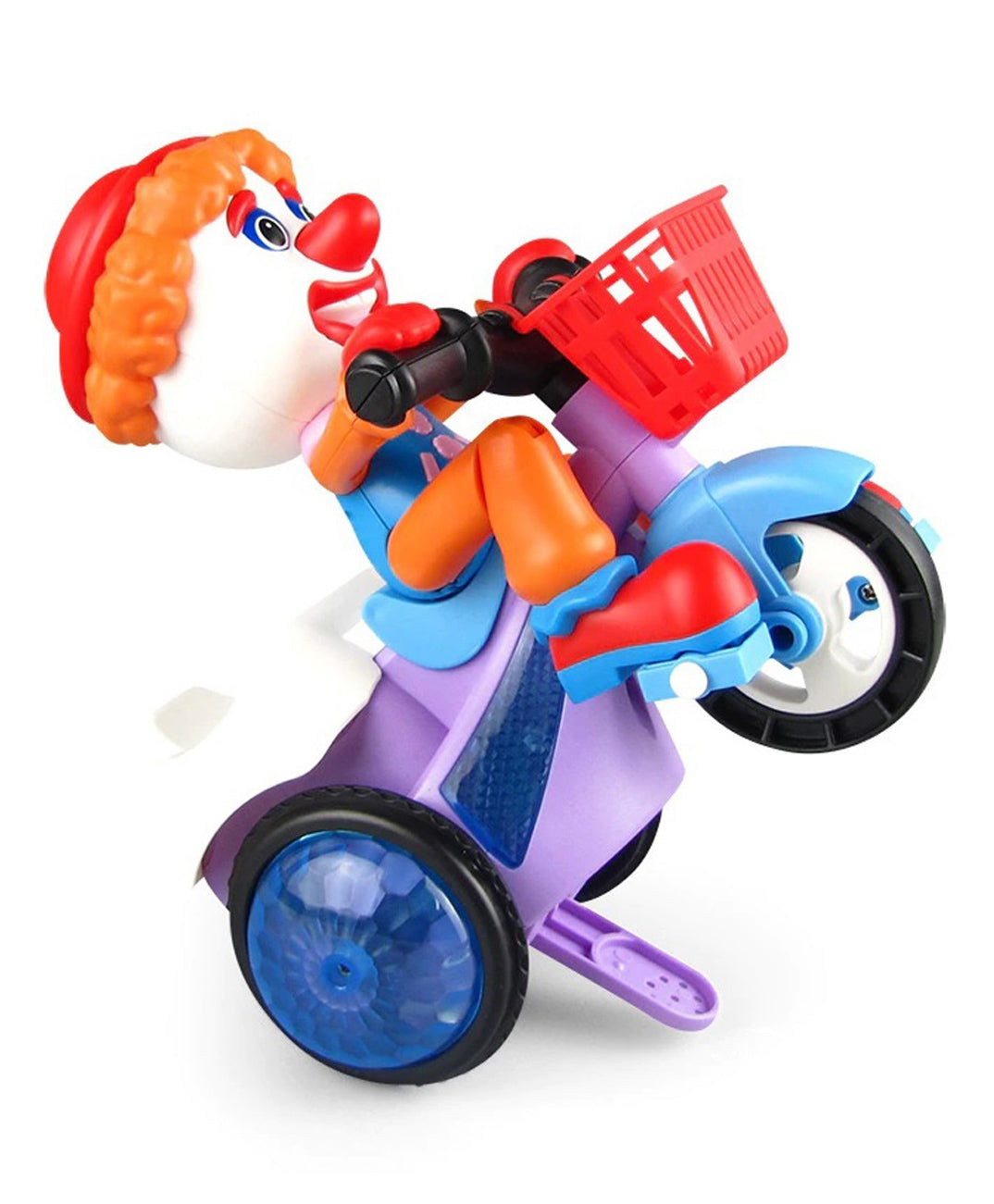 Goyal's Bump & Go Toy with Flashing Lights Music Sound Automatic Riding 360 Degree Rotation Entertainment for Kids Both Boys and Girls, Assorted Multicolor (Joker Tricycle)