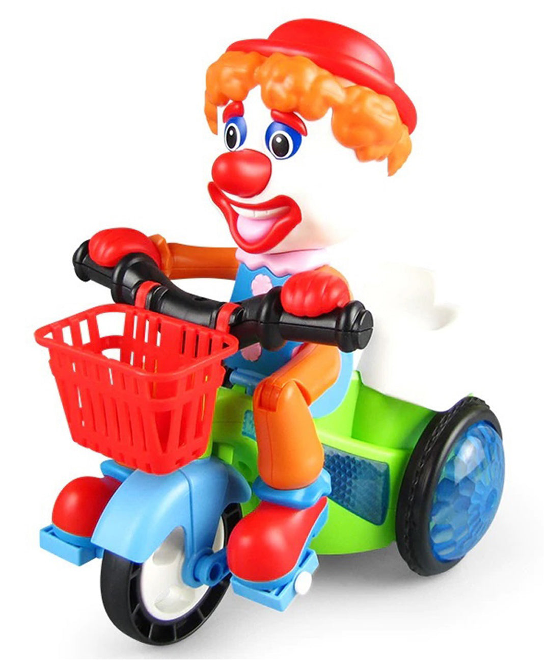 Goyal's Bump & Go Toy with Flashing Lights Music Sound Automatic Riding 360 Degree Rotation Entertainment for Kids Both Boys and Girls, Assorted Multicolor (Joker Tricycle)