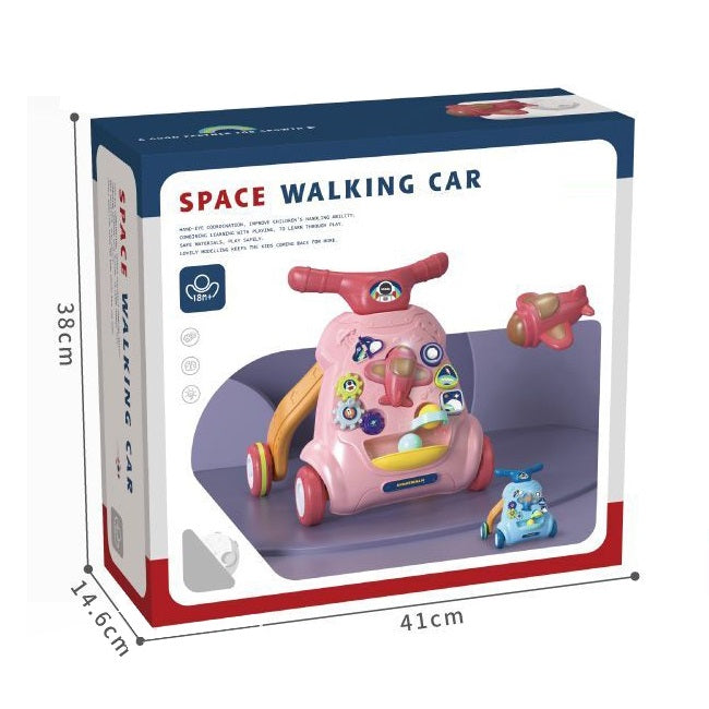Refurbished- Goyal's Multi-Functional Sit-To-Stand Baby Learning Space Activity Walker With Music,Lights & Toys Like Detachable Aeroplane,Turning Gears,Shapes,Balls,Adjustable Speed Of Wheels