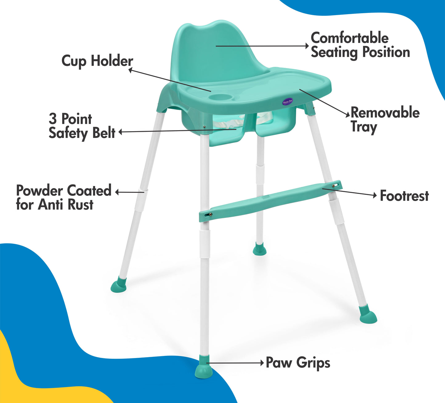 Goyal's 3 in 1 - Easy to Clean Bobo Green Baby Dining Chair with Footrest and Tray, Upto 20 kgs