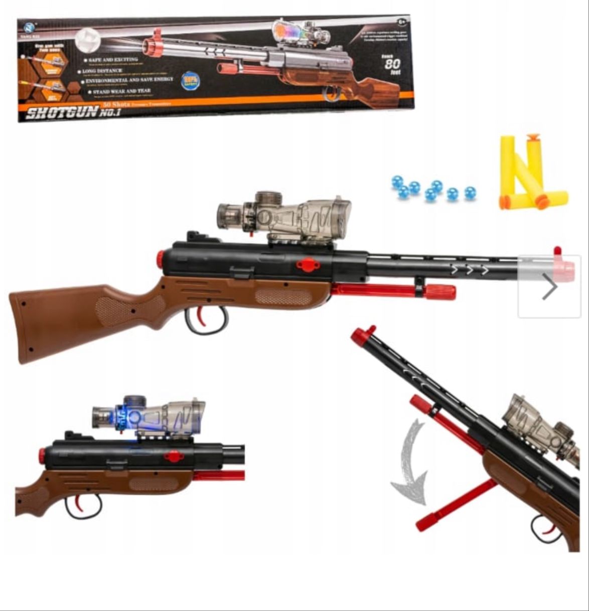 Goyal's Kids Sniper Rifle Gun Toy with 3 Darts Bullets and 200 Soft Bullets & Colorful Lights, Ages 6-12