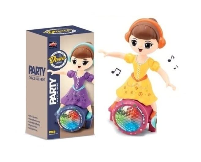 Goyal's 360° Rotating Musical Dance Study Girl Party All Night Toy with Attractive Multi Color Flashing Lights (Party Doll)