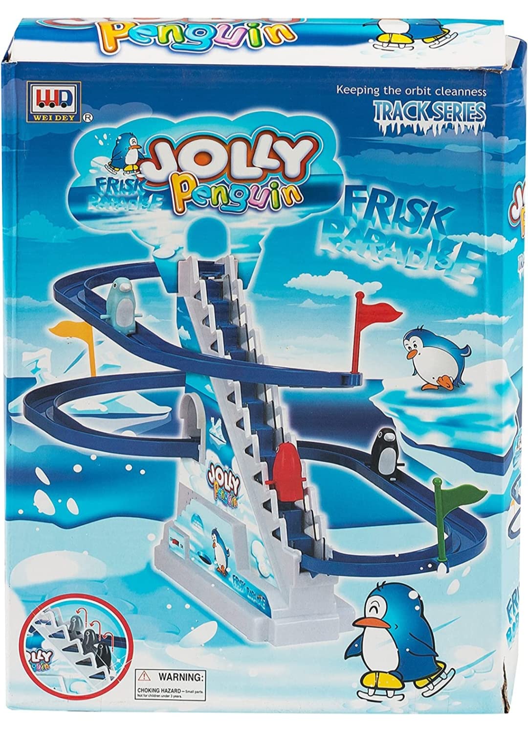 Goyal's Big Size Penguin Slide Toy Set, Funny Automatic Stair-Climbing Cartoon Race Track Set Little Lovely Penguin Slide Toy Escalator Toy with Music