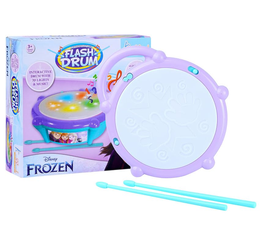 Goyal's Frozen Flash Drum Toy with 3D Lights and Drum Sound with Music for 1 Year & Above Boy & Girl