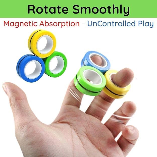 Goyal's Magnetic Fidget Toy Ring, Fidget Spinner Rings Toy Set, Magnetic Fidget Toy, ADHD Therapy Toys Fidget Spinner, Gift for 8+ Year Old Boys & Girls, Fidget Spinner for Adults, Stress Relief Toys