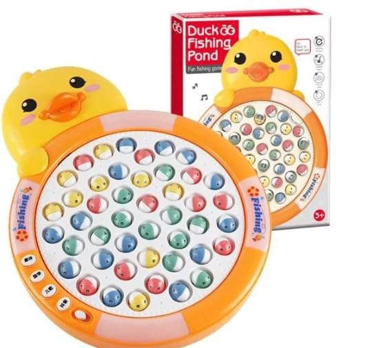 Goyal's Cute Duck Shape Round Fishing Fish Catching Game with Music & Lights - 45 Fishes 4 Ponds