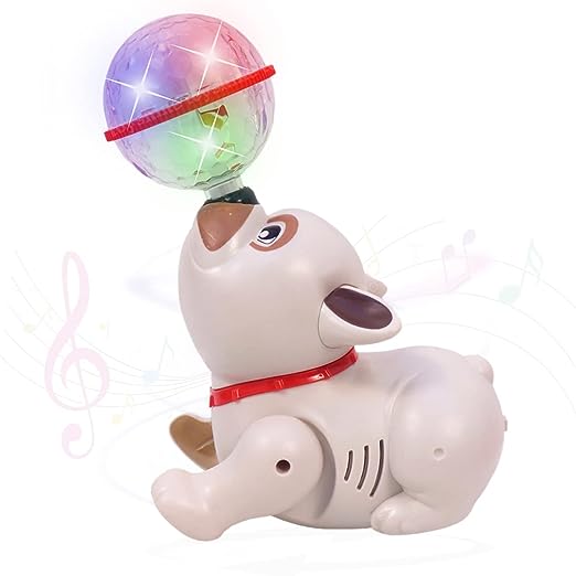 Goyal's Dancing Dog Toy Musical Sound Flashing Lights 360° Rotating Puppy Walking, Singing Toy for Kids Boys Girls (Brown)