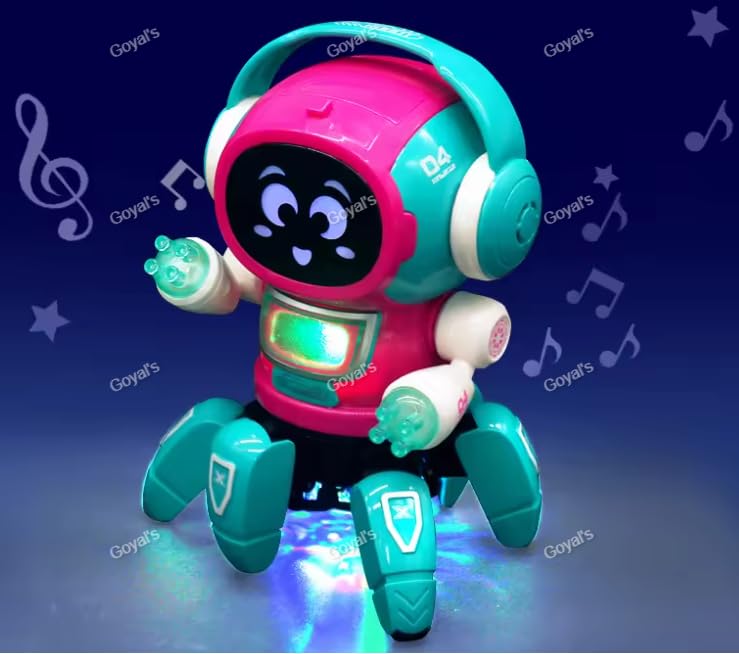 Goyal's Cartoon Warrior Musical Headphone Style Rock Bot Robot | Multi Colorful Lights and Music | All Direction Movement | Multicolor Dancing Rock Robot Toys for Kids