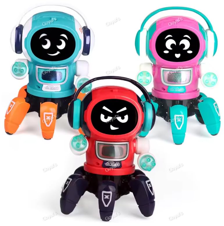 Goyal's Cartoon Warrior Musical Headphone Style Rock Bot Robot | Multi Colorful Lights and Music | All Direction Movement | Multicolor Dancing Rock Robot Toys for Kids