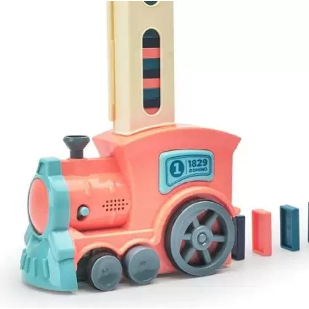 Refurbished- Goyal's Plastic Domino Train Toy 60 Pcs Blocks with Music, Automatic Blocks Laying Toy Train for 1-10 Years (Multicolor)