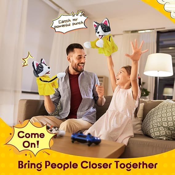 Goyal's Kung Fu Dog, Kung Fu Husky, Punching Puppet, Gloves Doll Children's Game Plush Toys Stuffed Hand Puppet Dog Action Toy with Sound and Boxing Action for Kids Gifts