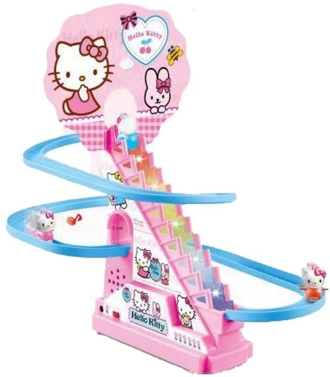 Goyal's Cat Slide Toy Set, Automatic Stair-Climbing Race Track Set with Lights and Music (Cat Track Set)