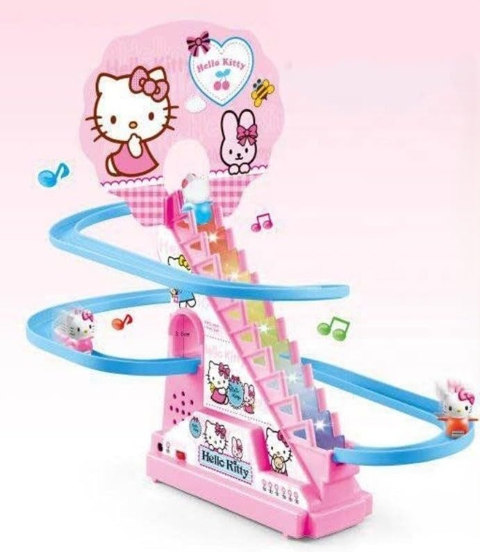 Goyal's Cat Slide Toy Set, Automatic Stair-Climbing Race Track Set with Lights and Music (Cat Track Set)
