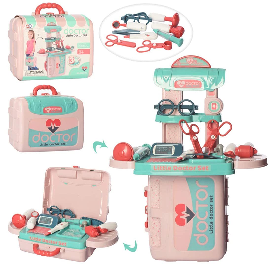 Goyal's Doctor Play Set for Kids 3 in 1 Carry Along Pretend Role Play Toy Made in India Portable Learning Toy for Kids Boys (Multicolor)