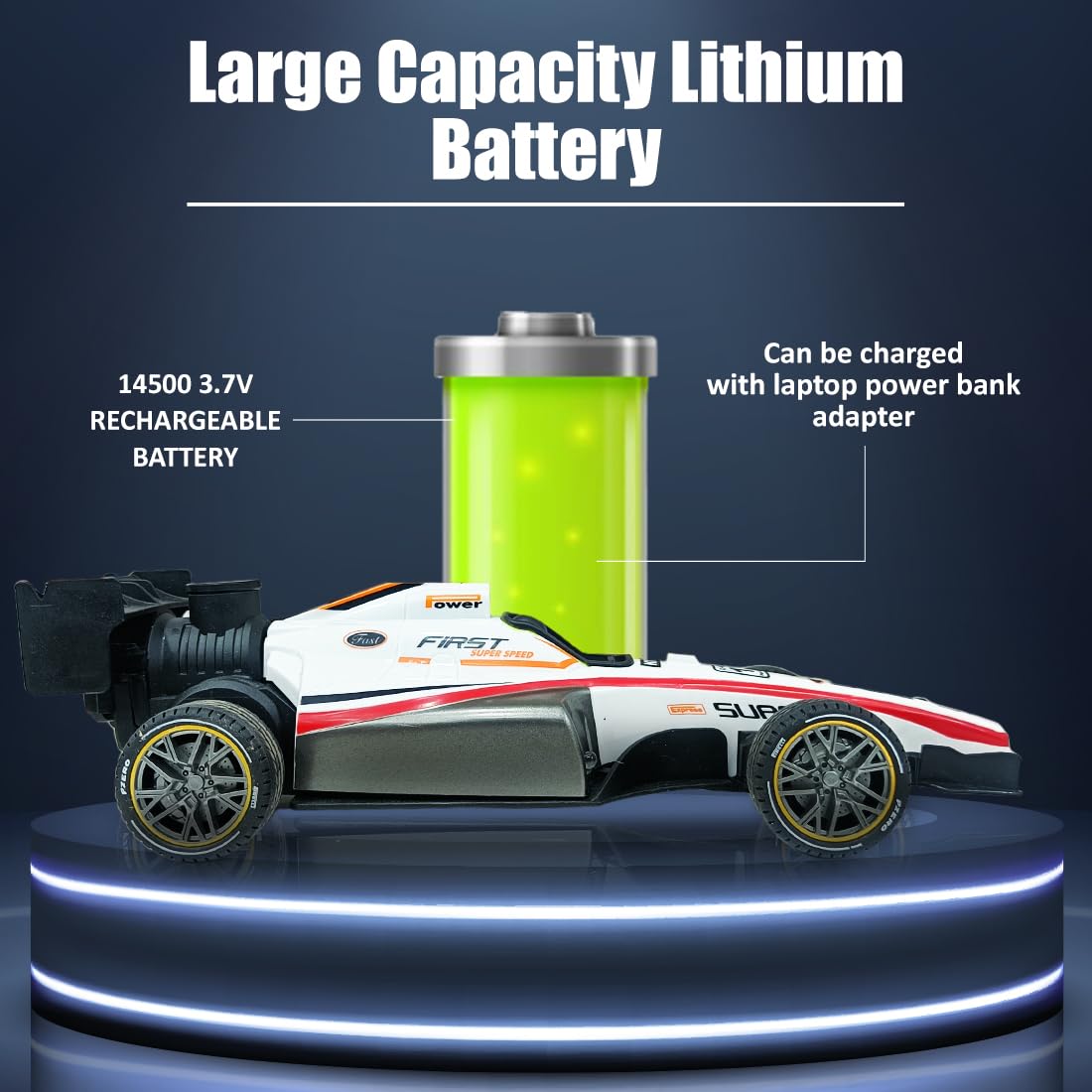 Refurbished - Goyal's Formula F1 Speed Remote Control RC Car with Smoke Spray Scale 1:14 Big with Realistic Sound, Light & Spray Flame - Rechargeable with Easy C-Type Cable (Multicolor)