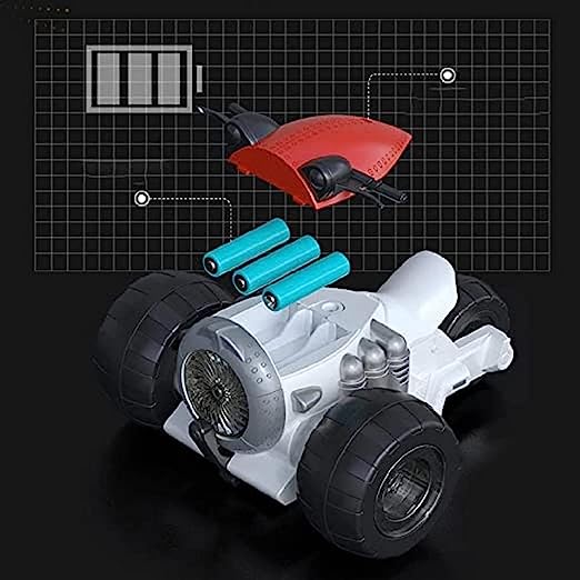 Goyal's 360° Rotating Acrobatic Stunt Spin Space Racer Motorcycle Toy Stunt Men with 4D Lights & Music - White