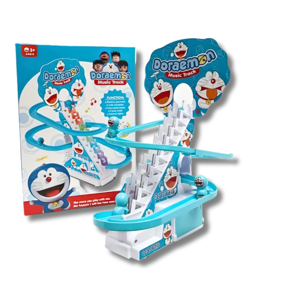 Goyal's Cartoons Track Racing Toys for Kids - Small Cartoons Stair Climbing Toys for Kids, Escalator Toy with Lights and Music - 3 Cartoon Included