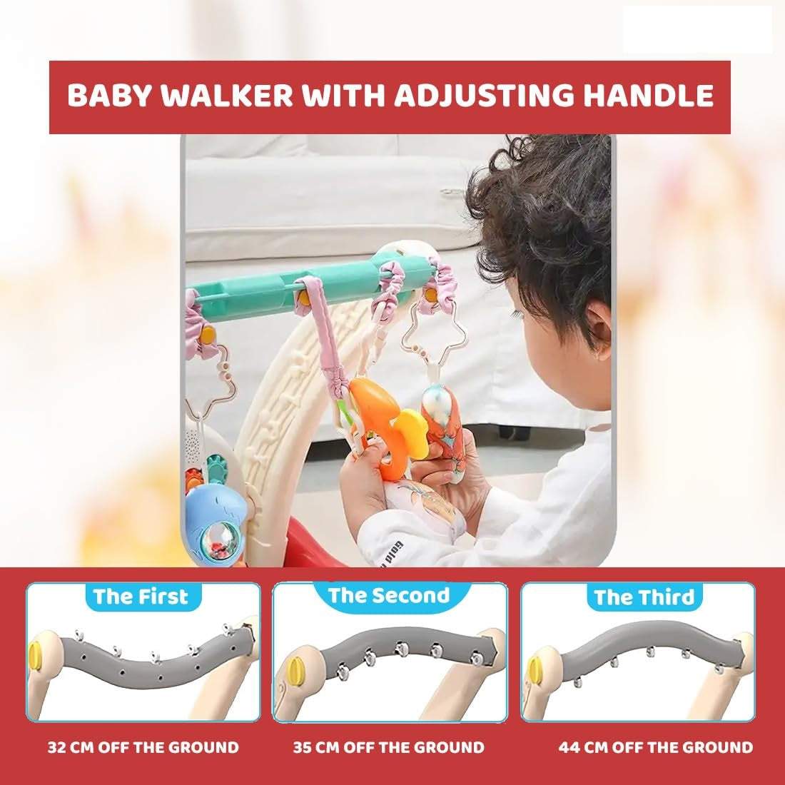 Goyal's 2 in 1 Musical Baby Play Gym with Convertible Walker| Push Walker with Play Piano, Lights, Rattles & Tummy Time Mat for Babies & Toddlers (Multicolour)