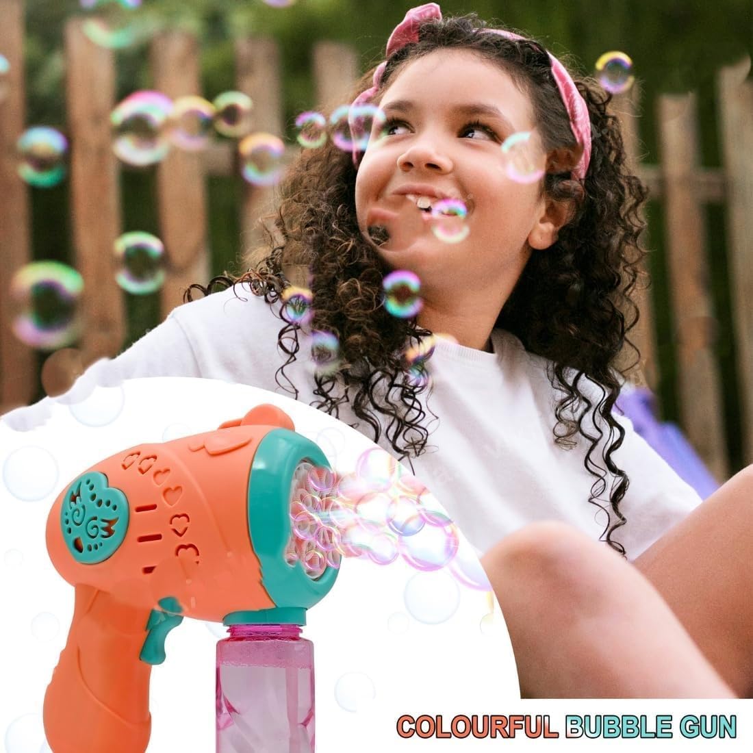 Goyal's Bubble Machine for Kids Automatic Bubble Gun Leak-Proof Design with 1 Bubble Solution (Multicolor)