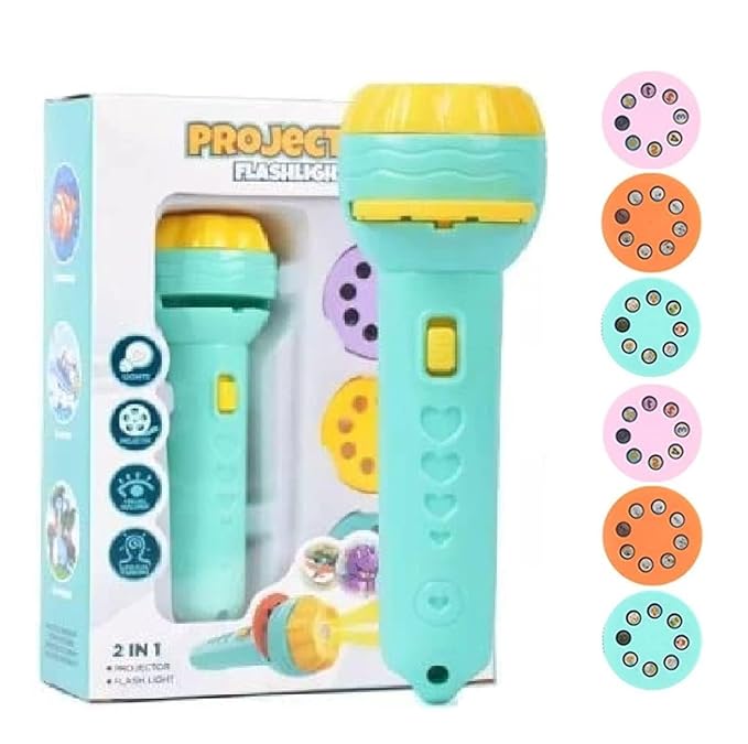 Goyal's 3 Slide Projector Flashlight Torch with 24 Patterns, Including ABCD Alphabets, Animals, Fruits Slides