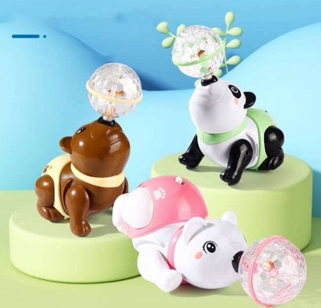 Goyal's Dancing Polar Bear with Ball Toy Musical Sound Flashing Lights 360° Rotating Bear Walking, Singing Toy for Kids Boys Girls (Polar Bear)