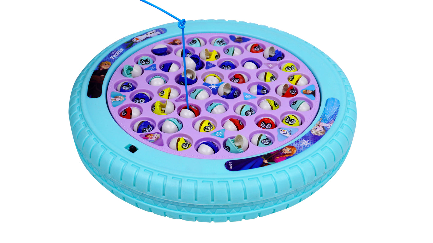 Kriiddaank Frozen Kids Musical Fishing Game Fish Catching Board Game Toy 45 Fishes with Big Round Pond & 4 Fish Catching Sticks for Kids (Mickey)
