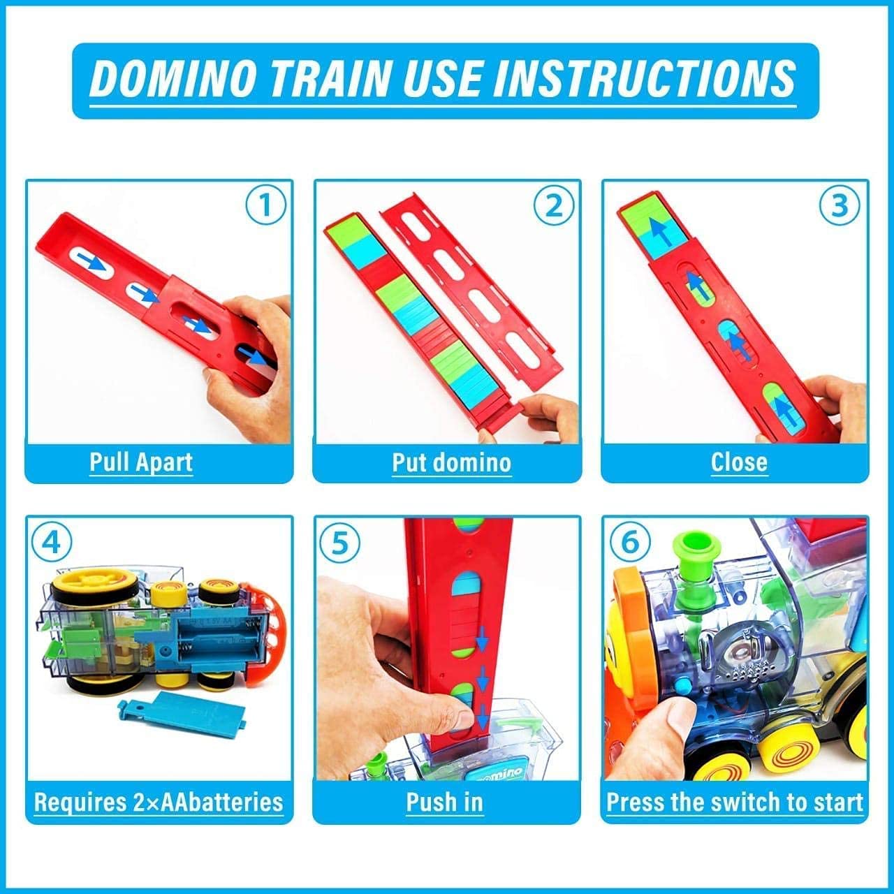 Refurbished- Goyal's Domino Train 60pcs Dominoes Blocks Toy with Music and 3D Lights, Automatic Dominos Blocks Laying Toy