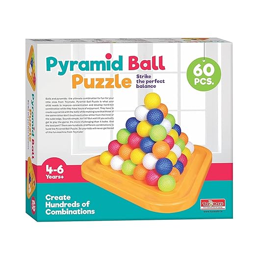 Goyal's Pyramid Ball Puzzle Game - Challenging 3D Maze Puzzle for Fun and Brain Training with 60 Colourful Balls for Kids 3 Years & Above