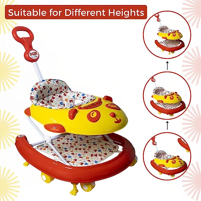 Goyal's Luxury Stylish Bravo Design 360° Rotating Baby Walker with Parental Handle - Red