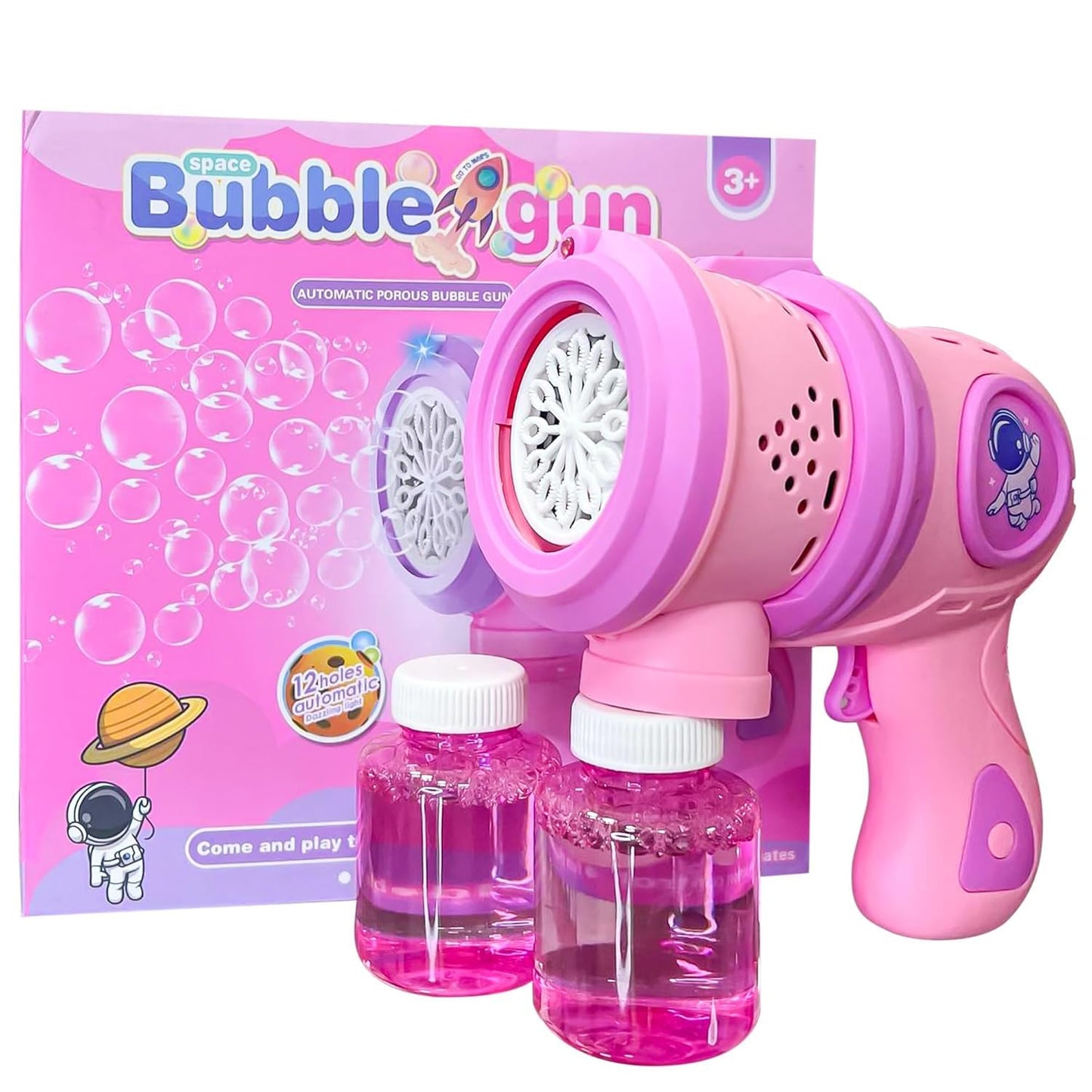 Goyal's Big Size Bubble Machine for Kids Automatic Bubble Gun Leak-Proof Design with 2 Bubble Solution Pink