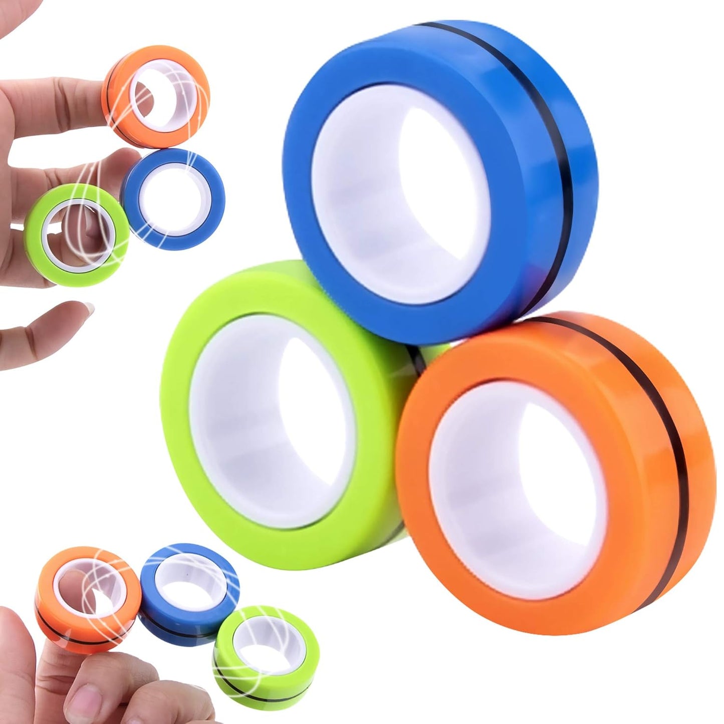 Goyal's Magnetic Fidget Toy Ring, Fidget Spinner Rings Toy Set, Magnetic Fidget Toy, ADHD Therapy Toys Fidget Spinner, Gift for 8+ Year Old Boys & Girls, Fidget Spinner for Adults, Stress Relief Toys