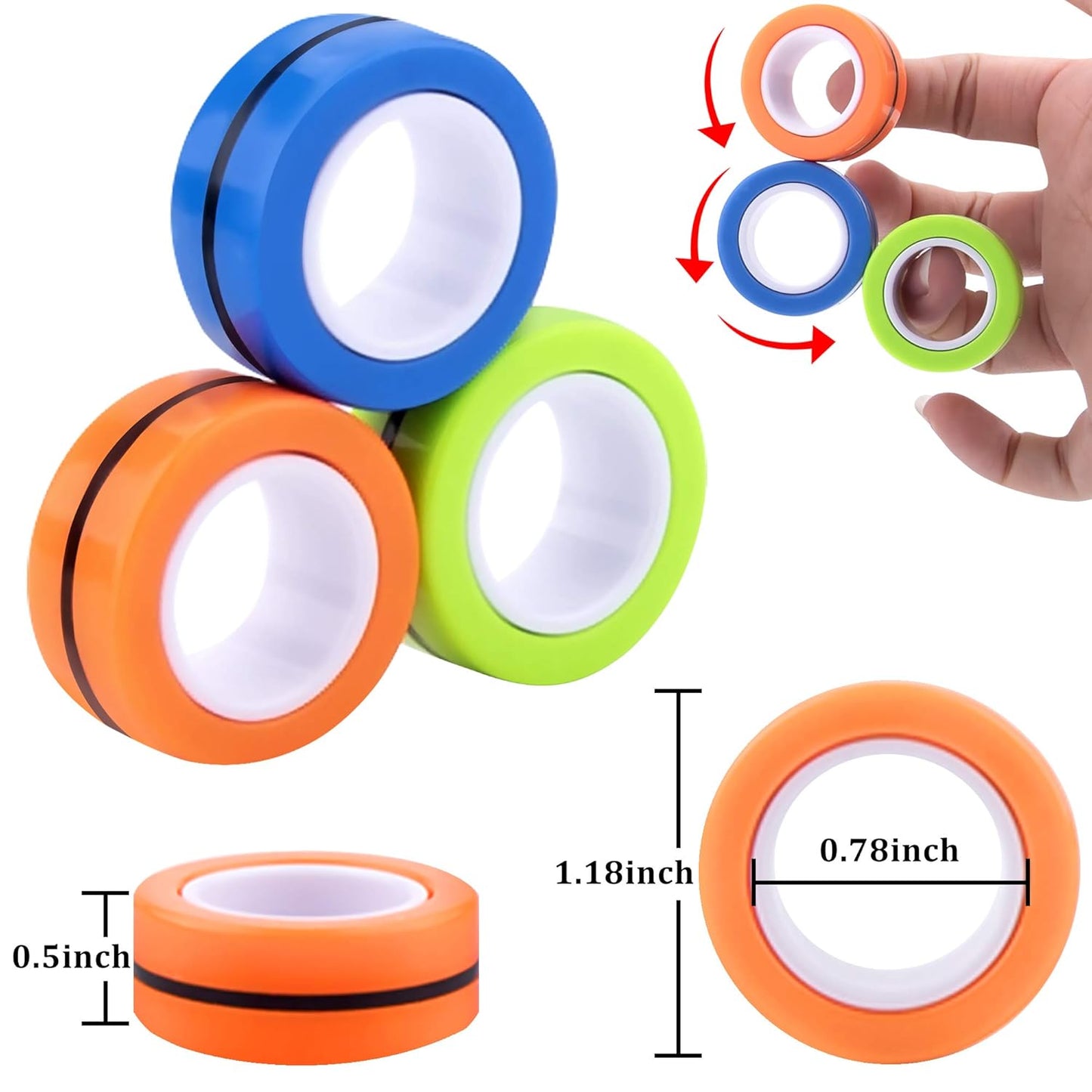 Goyal's Magnetic Fidget Toy Ring, Fidget Spinner Rings Toy Set, Magnetic Fidget Toy, ADHD Therapy Toys Fidget Spinner, Gift for 8+ Year Old Boys & Girls, Fidget Spinner for Adults, Stress Relief Toys