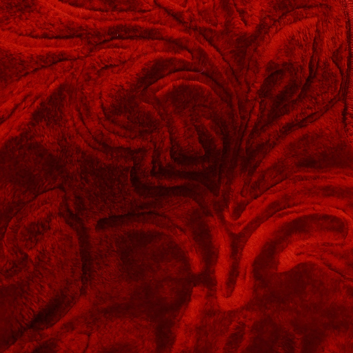 Goyal's Polyester Embossed Floral Printed 500TC Double Bed Mink Blanket 87 X 85 Inch - Maroon, (1.9 Kg)