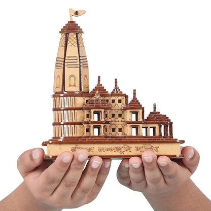 Goyal's Shri Ram Mandir Ayodhya Temple Model Authentic Design Idol with or without LED Lights for Home Temple, Office Decor & Gifts - 6 inch (With Lights)