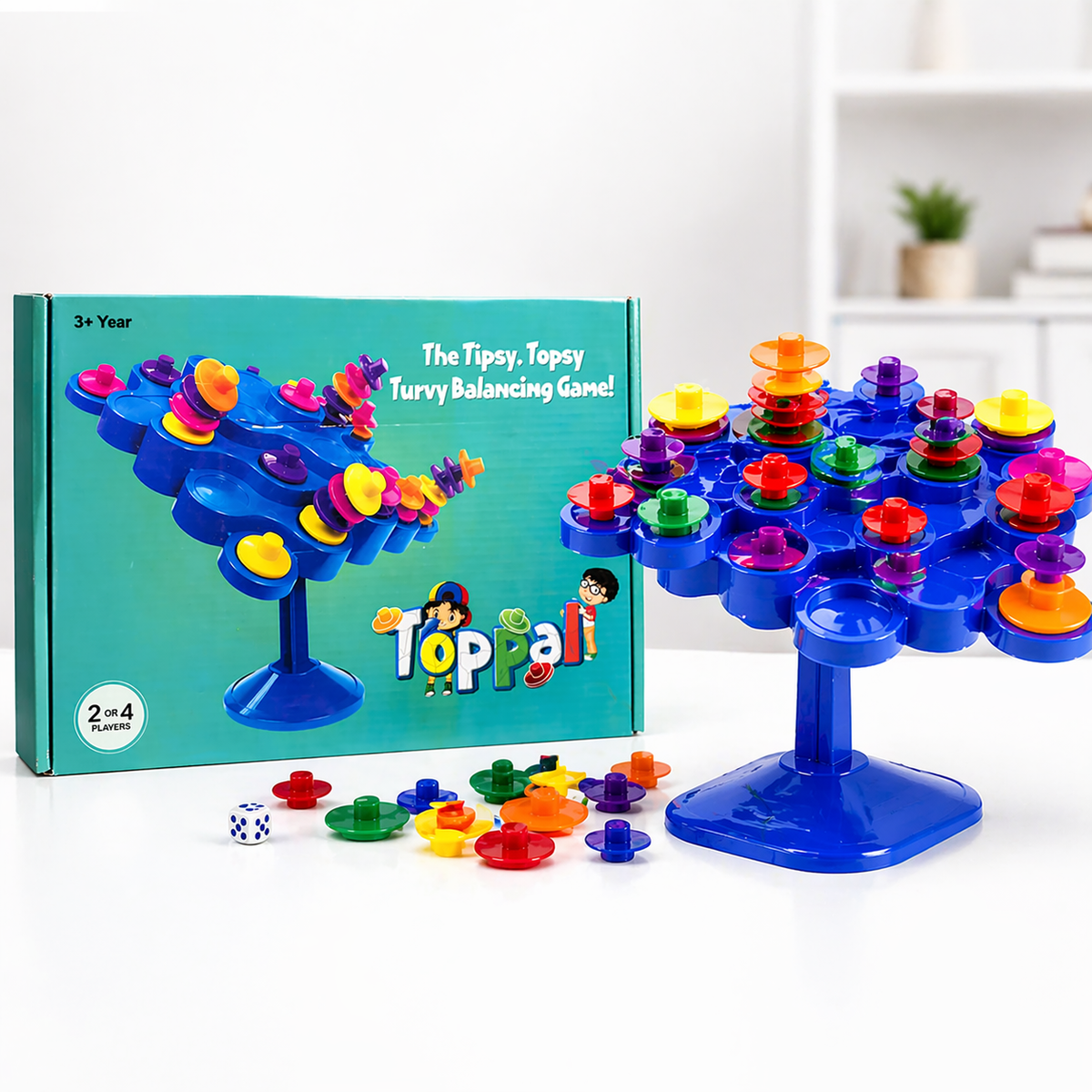 Goyal's Balancing Tree Stacking Game for Kids | 48 Colourful Discs with Dice | Wobble Balance & Dexterity Skill Game | Educational Family Board Game for Boys & Girls | Ages 3+