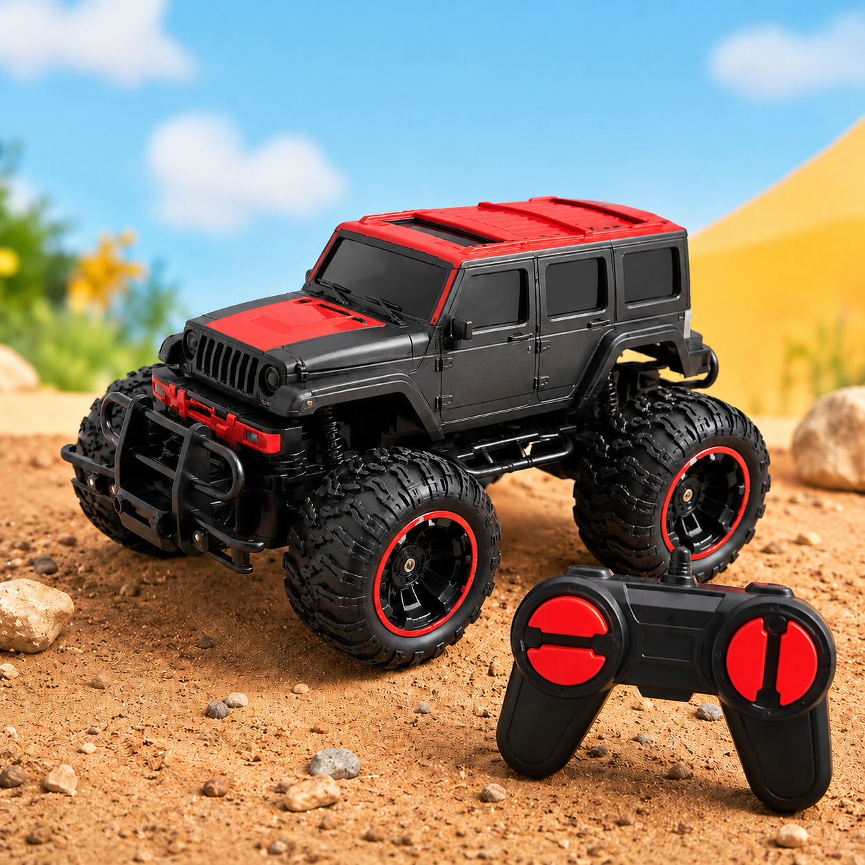 Goyal's Modern 2.4GHz RC Monster Truck Thar Jeep Car with Remote, Off-Road Toy, Red