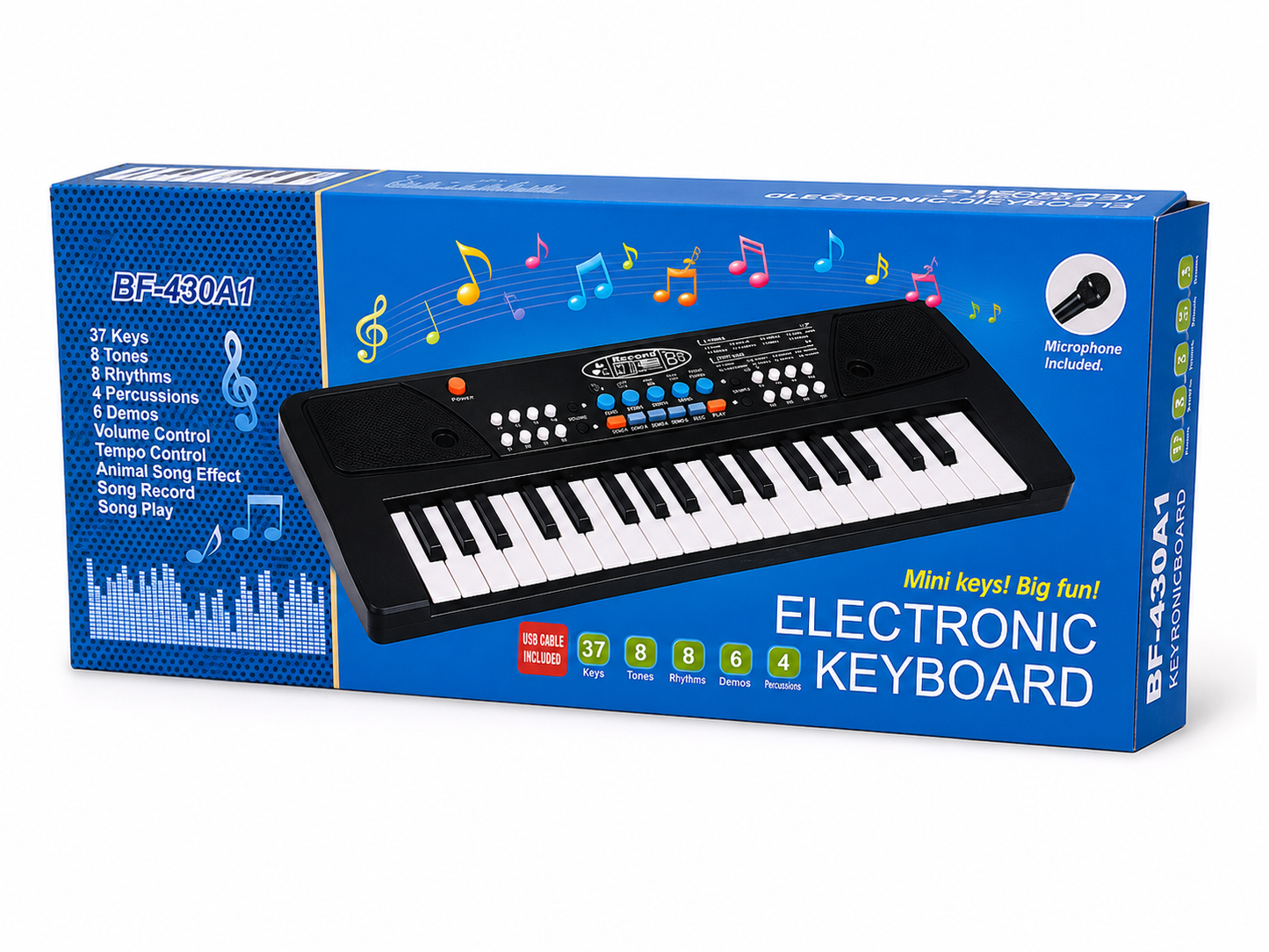 Goyal's Junior 37 Keys Keyboard Piano with Mic & USB | Kids Electronic Musical Keyboard | 8 Tones, 8 Rhythms, Animal Sounds, Record & Playback, Single Speaker