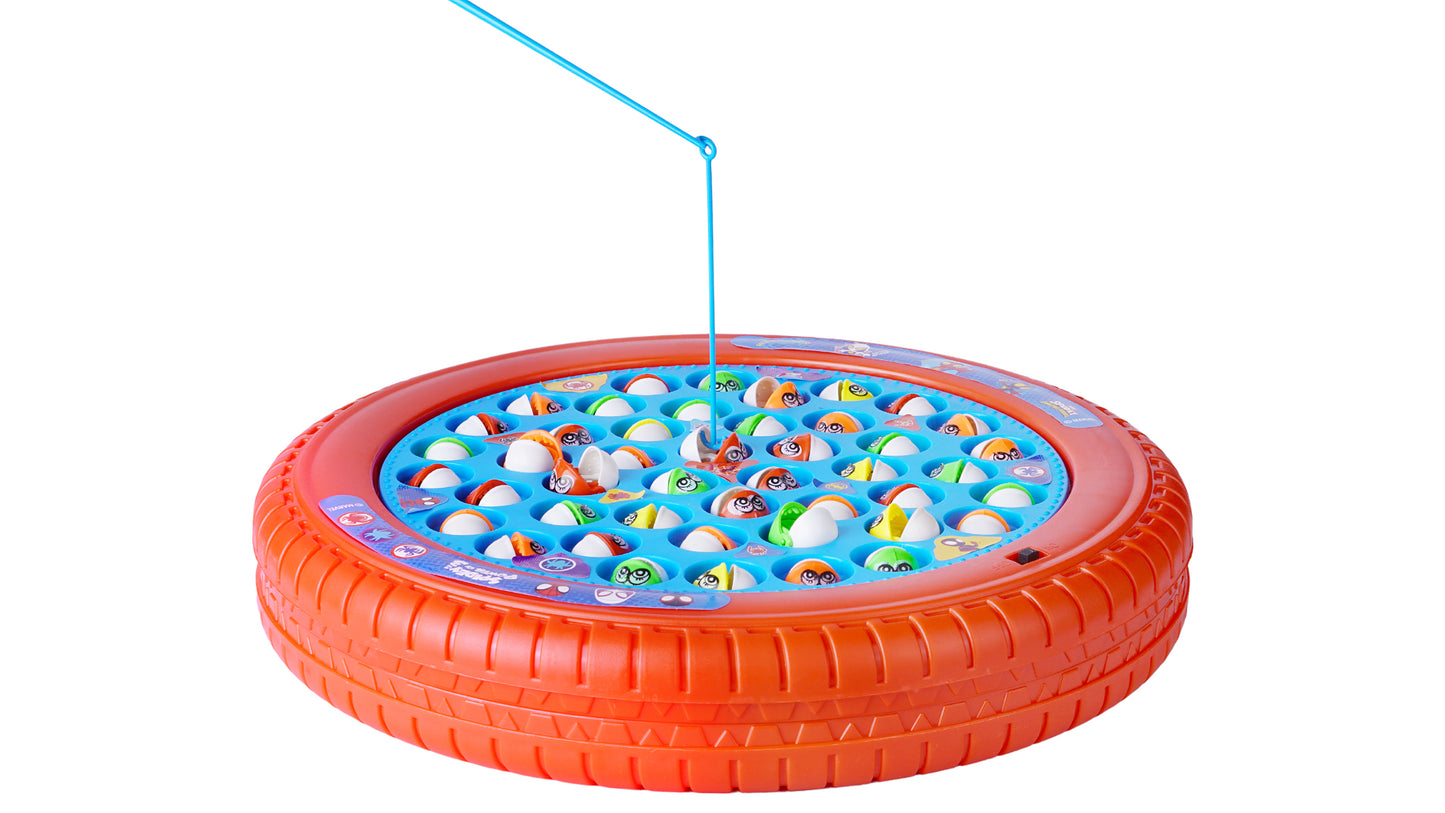 Kriiddaank Spiderman Kids Musical Fishing Game Fish Catching Board Game Toy 45 Fishes with Big Round Pond & 4 Fish Catching Sticks for Kids (Mickey)