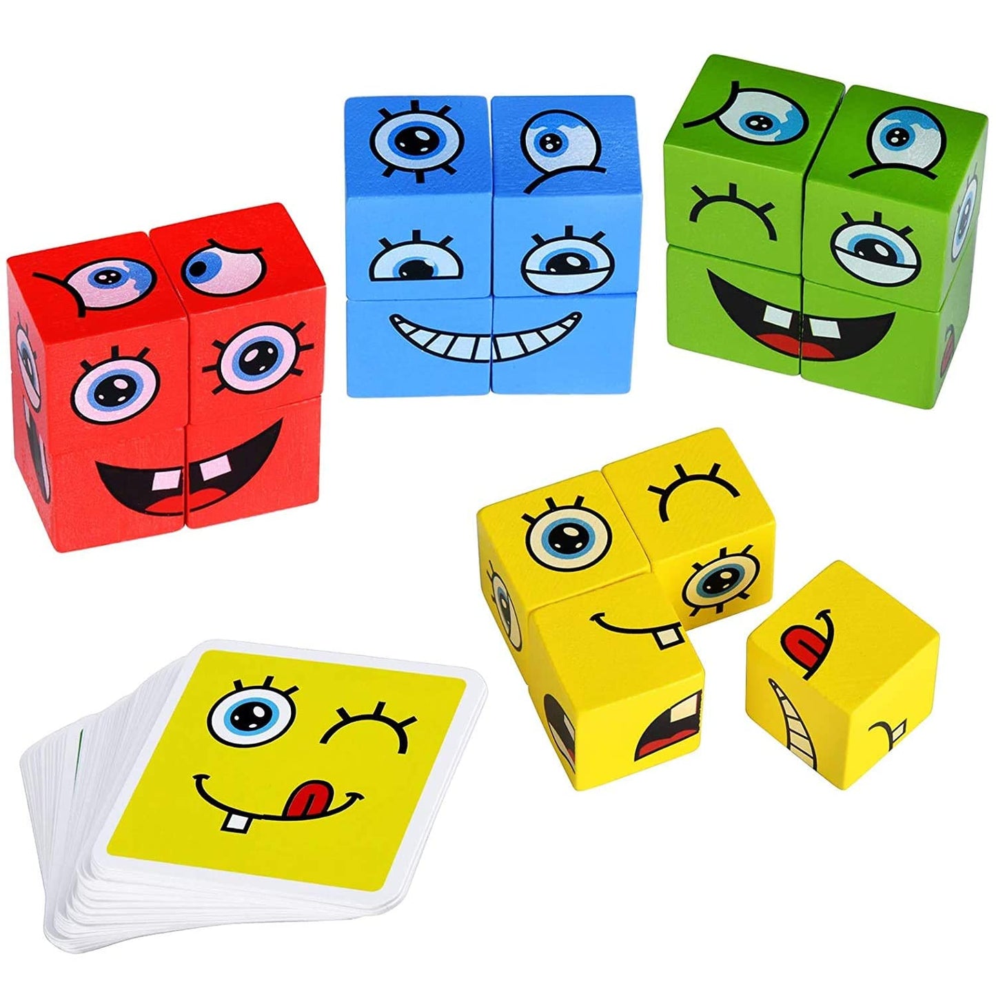 Goyal's Wooden Emoji Cube face Changing Game for Kids | Expressions Matching Block Puzzle Toy, Preschool Educational Learning Memory Building Board Games