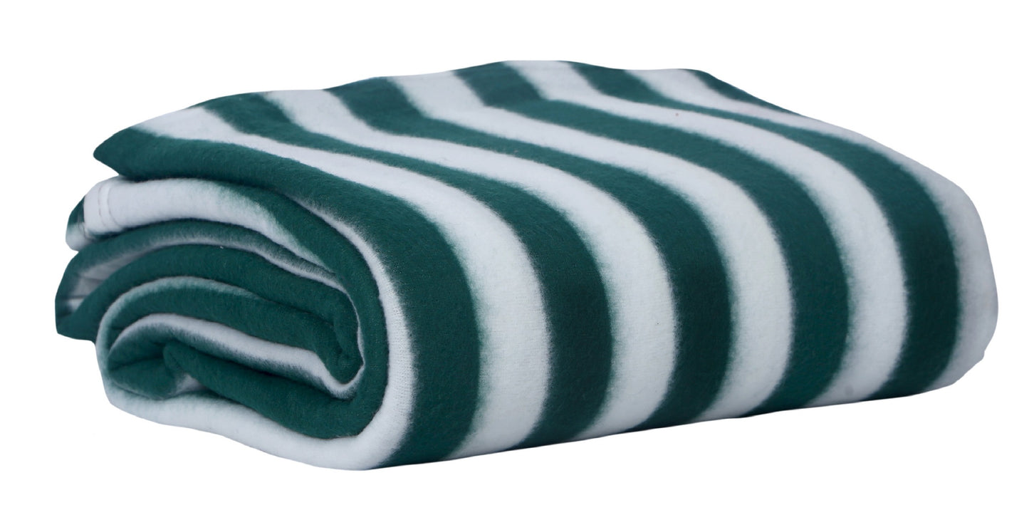 Goyal's Polar Fleece Single Bed Stripes Design AC Blanket - (Green & White)