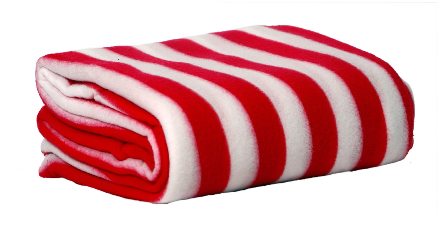Goyal's Polar Fleece Single Bed Stripes Design AC Blanket - (Red & White)