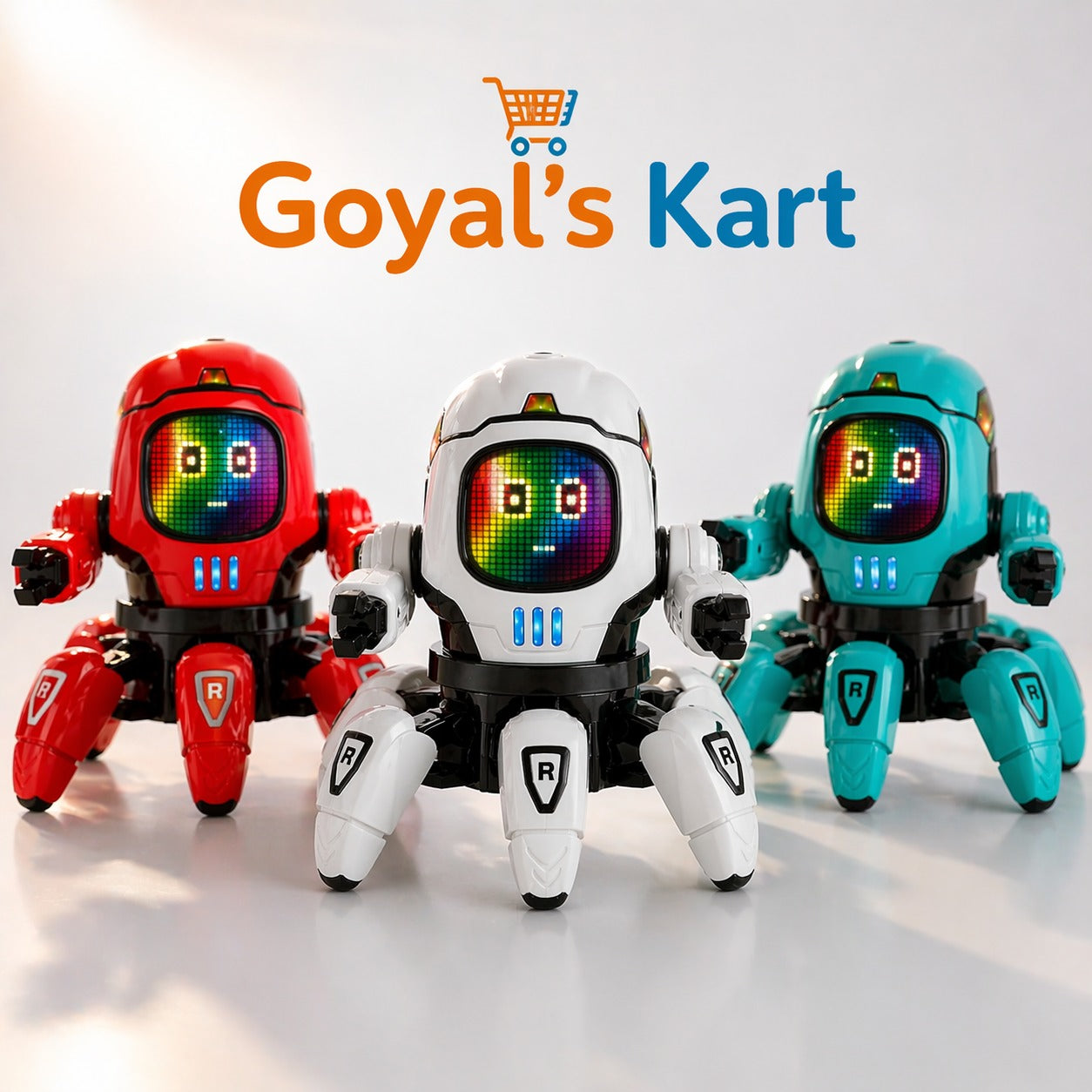 Goyal’s Dancing Six Claw Robot Toy with Music & LED Lights | Interactive Moving Robot for Kids | Musical Action Toy for Boys & Girls - White