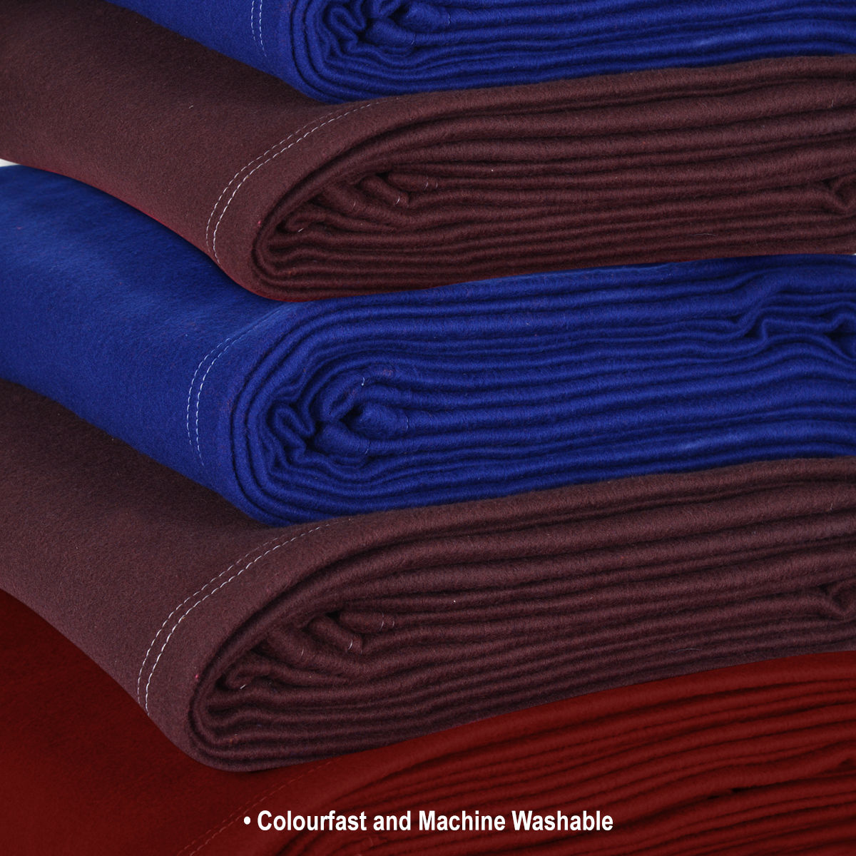 Goyal's Plain Fleece Double Bed All Season Blanket / Comforter / Dohar 250TC 87X85 Inch (Blue-2, Brown-2, Red-1)- Pack of 5