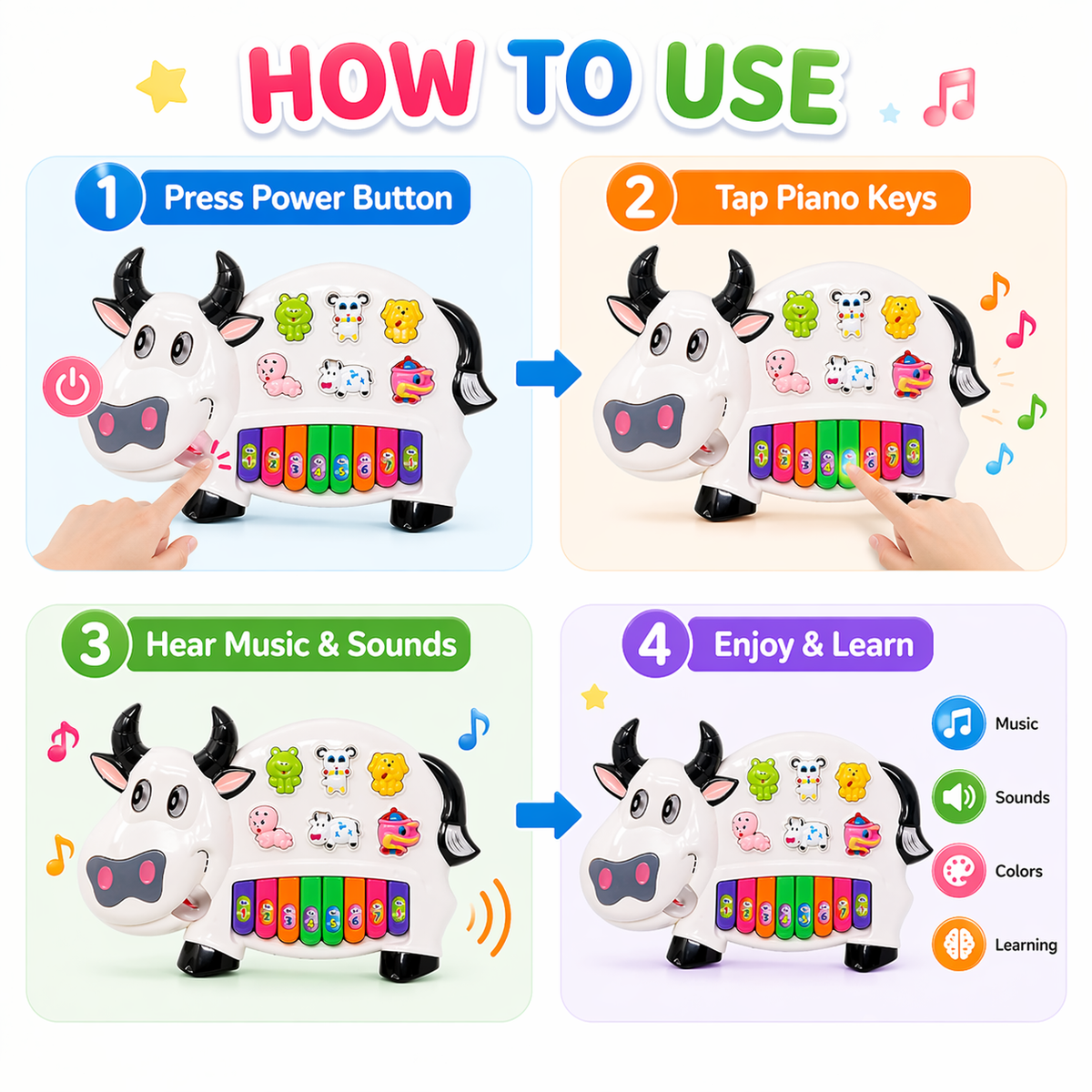 Goyal's Musical Piano Toy for Kids | 3 Modes Piano with Animal Sounds, Melodious Songs & Flashing Lights | Colourful Interactive Musical Toy | 6 Months+