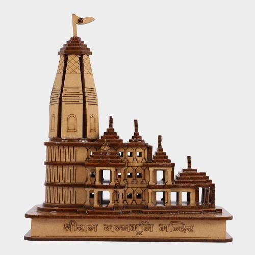 Goyal's Shri Ram Mandir Ayodhya Temple Model Authentic Design Idol with or without LED Lights for Home Temple, Office Decor & Gifts - 6 inch (With Lights)