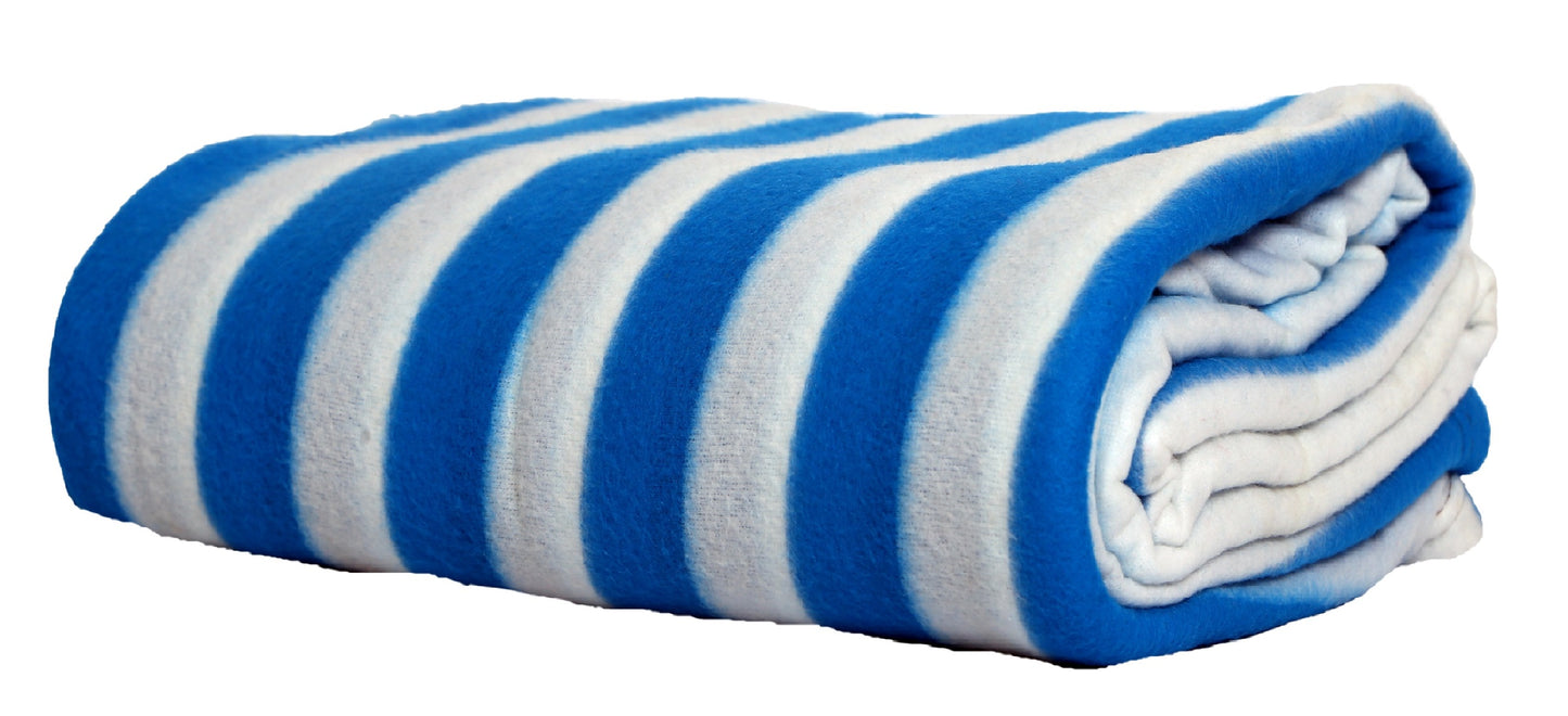 Goyal's Polar Fleece Single Bed Stripes Design AC Blanket - (Blue & White)