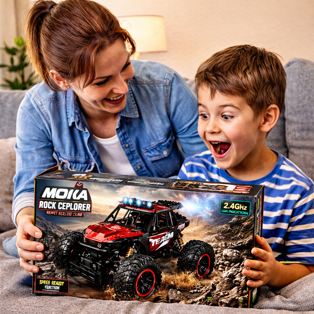 Goyal's 4WD Remote Control Moka Rock Crawler Car with Spray Fumes Function, Off Road RC Car for Kids with LED Lights | Rechargeable Type-C, 2.4GHz - 300 Metres Remote Range