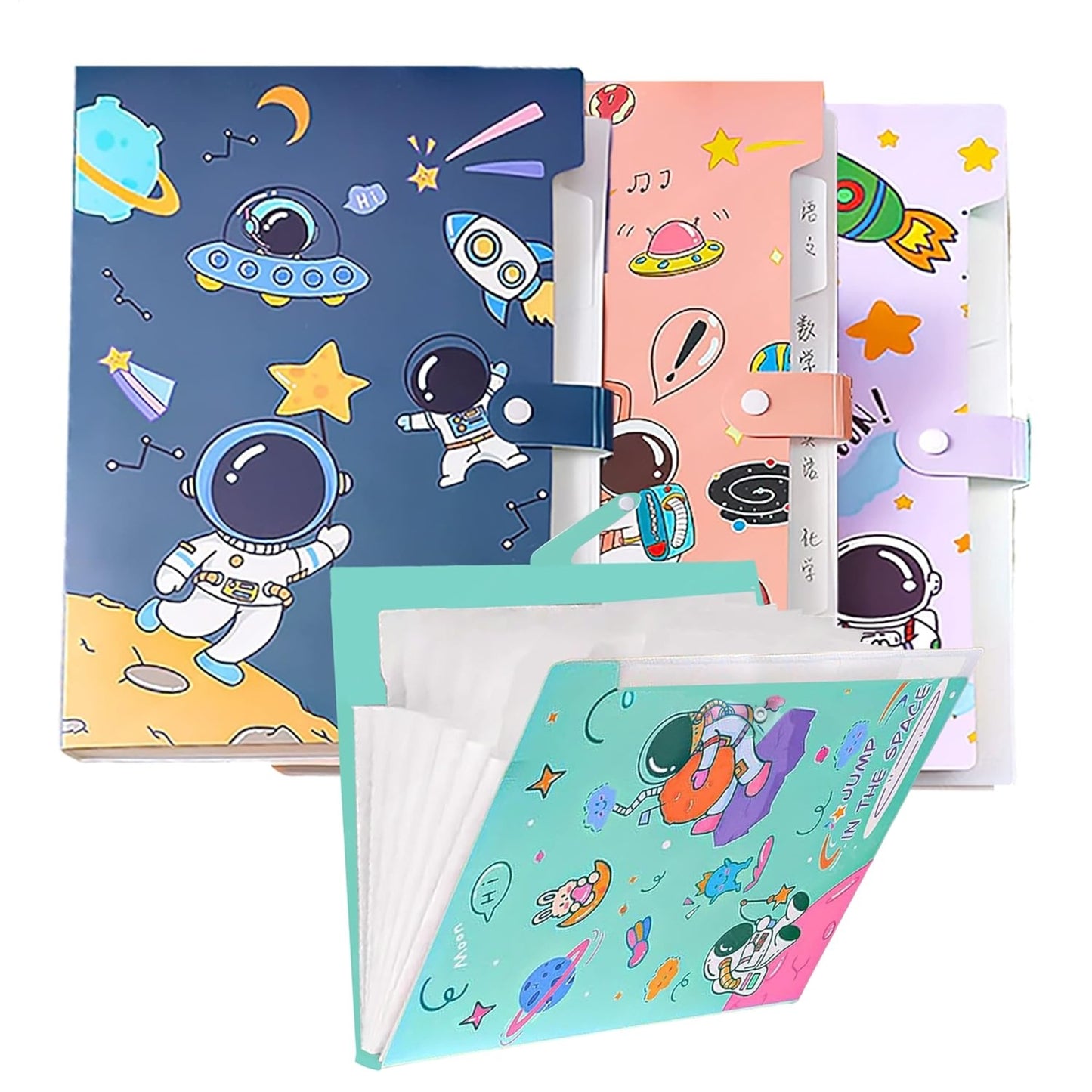 Goyal's Space Theme Multicolor A4 File Folder with 6 Pockets, Office Documents File, Expandable Folder (Pack of 4 Random Color)