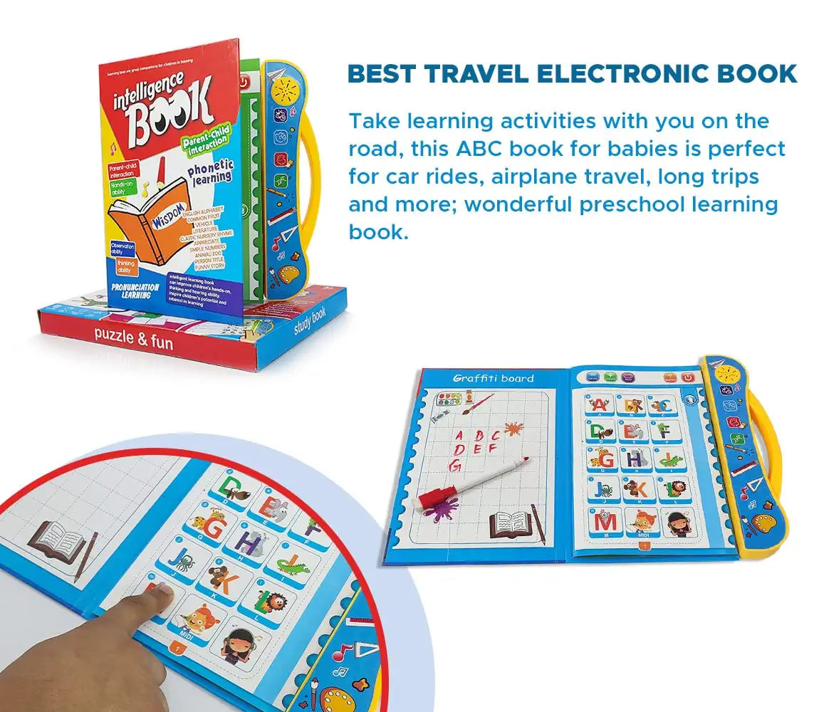 Goyal's Intelligence Book Sound Book for Children, English Letters & Words Learning Book, Fun Educational Toys. Activities with Numbers, Shapes Learning Book for Toddlers